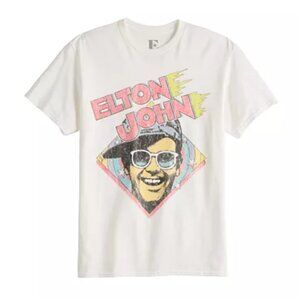 Men's Music Elton John Tee, Size: XXL, White